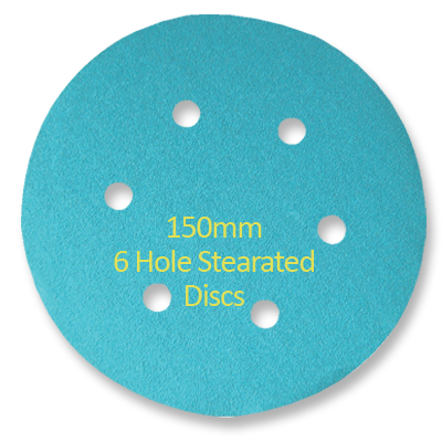 150mm 6 Hole Stearated Alox Discs for Fine Sanding