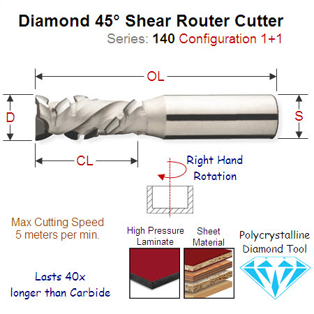 20mm Right Hand 45 Degree Shear Cutting Diamond Tool (1+1) 140.721.61