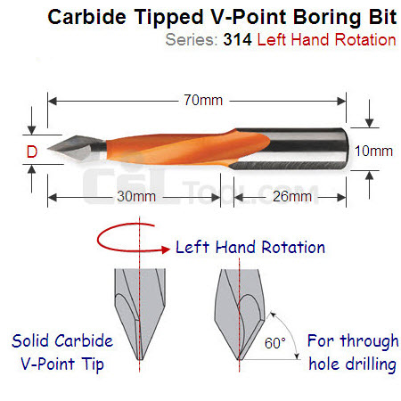 Premium Quality 4mm Left Hand V-Point Boring Bit 314.040.12