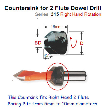 Right Hand Countersink for Lip & Spur and V Groove Boring Bit 315.200.11