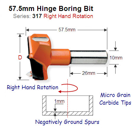 Premium Quality 14mm Right Hand Hinge Boring Bit 317.140.11