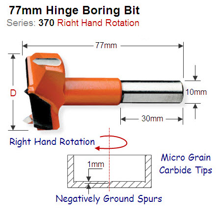 Premium Quality 18mm Right Hand Hinge Boring Bit 370.180.11