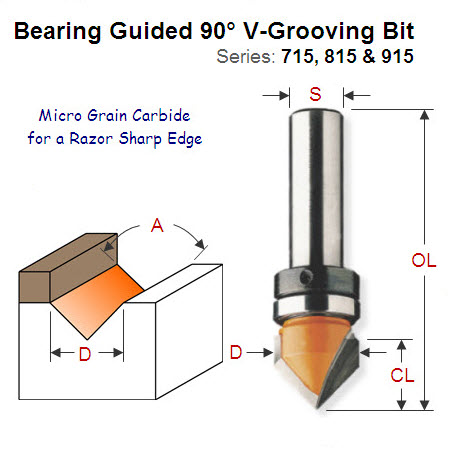 Premium Quality V-Grooving Bit with 90 Degree Angle 715.190.11B