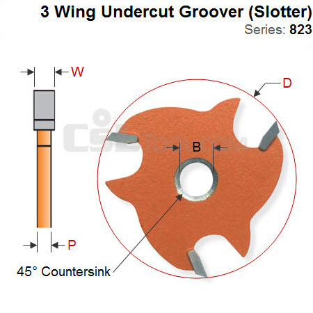 6.4mm Premiun Quality Carbide Tipped Undercut Groover 823.364.11