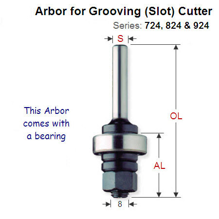 Premium Quality Slot Cutter Arbor with 22mm Bearing Bit 824.064.10