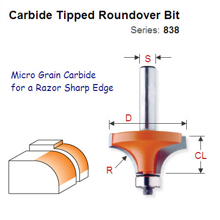 3/8" Radius Premium Quality Roundover Bit 838.817.11