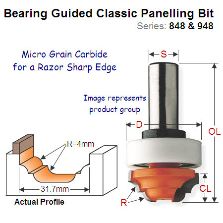 Premium Quality Classic Panelling Router Bit with top bearing 948.817.11B