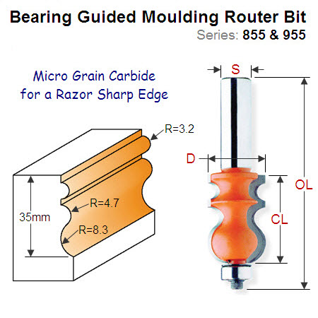 Premium Quality Bearing Guided Moulding Router Bit 955.901.11