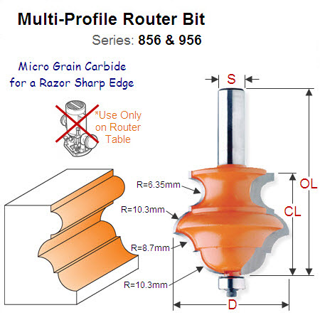 Premium Quality Bearing Guided Multi-profile Router Bit 856.802.11