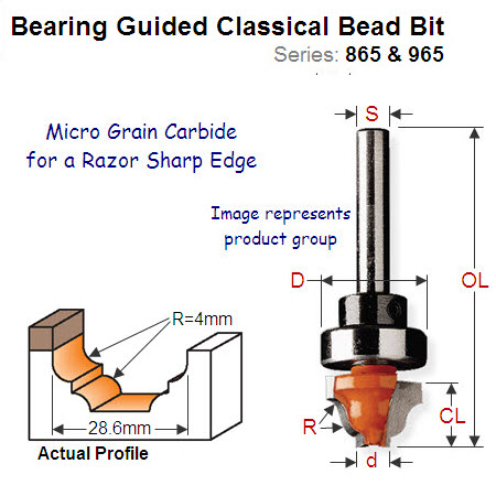 Premium Quality Bearing Guided Classical Bead Bit 965.802.11B