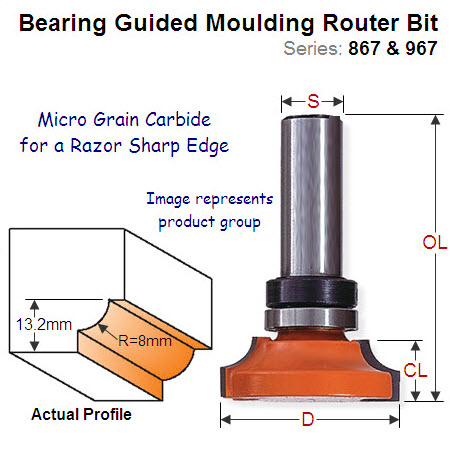 Premium Quality Bearing Guided Moulding Router Bit 967.102.11B