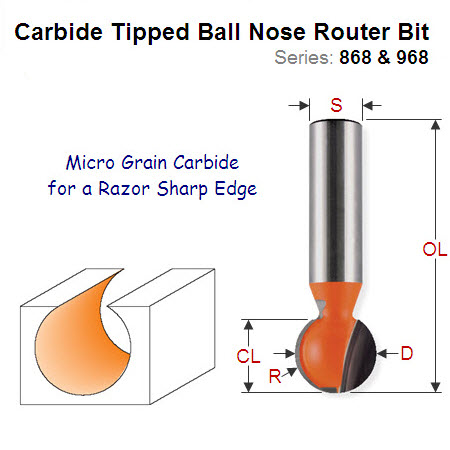 Premium Quality BallNose Router Bit 968.158.11