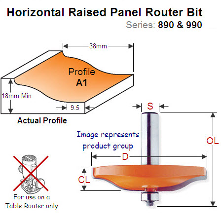 Bearing Guided Horizontal Raised Panel Router Bit-Profile A2 890.504.11
