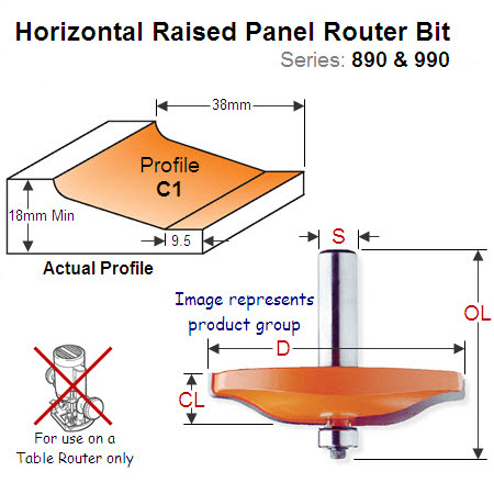 Bearing Guided Horizontal Raised Panel Router Bit-Profile C2 890.506.11