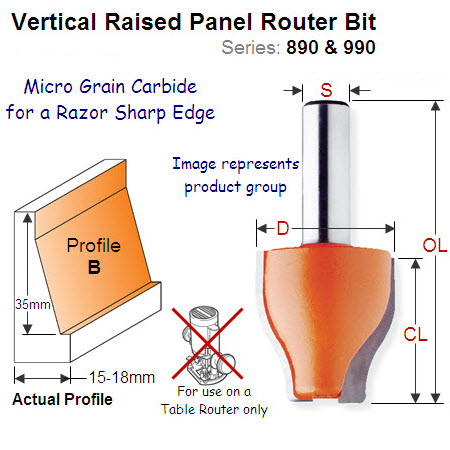 Premium Quality Vertical Raised Panel Bit-Profile B 890.602.11