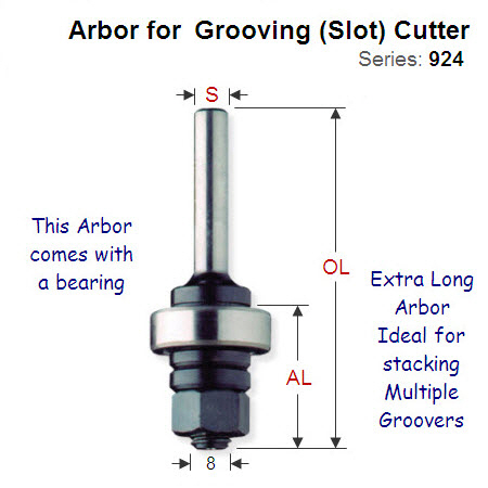 Slot Cutter Arbor with Bearing, Long Series 924.083.10