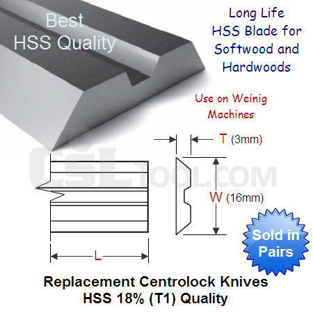 Pair of 150mm Replacement Centrolock Knives HSS 18% Grade