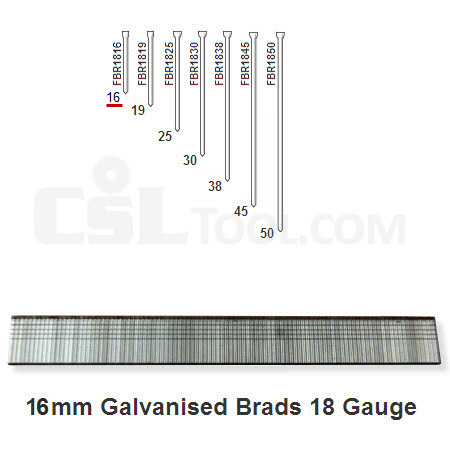Box of 5000 18 Gauge Galvanised Brads 16mm Long