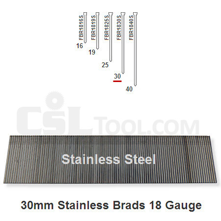 Box of 5000 18 Gauge Stainless Steel Brads 30mm Long