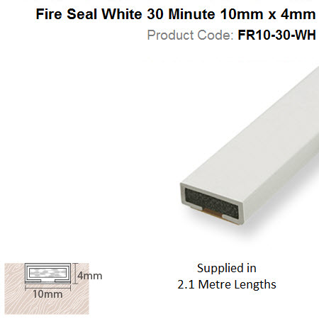 Intumescent Strip 10mm x 4mm Fire Only 2.1m White FR10-30-WH