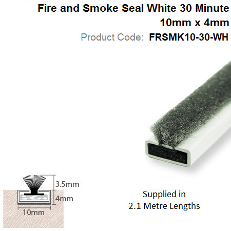 Intumescent Strip 10mm x 4mm Fire + Smoke 2.1m White FRSMK10-30-WH