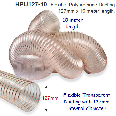 10 meter length of 127mm Flexible Polyurethane Ducting for Dust Extraction