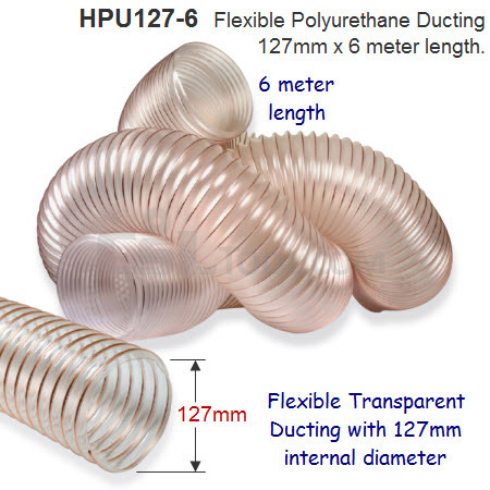 6 meter length of 127mm Flexible Polyurethane Ducting for Dust Extraction