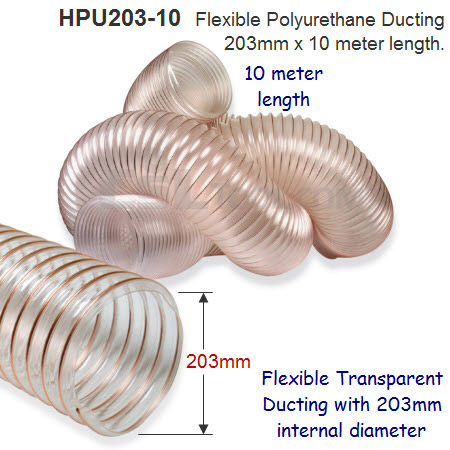 10 meter length of 203mm Flexible Polyurethane Ducting for Dust Extraction