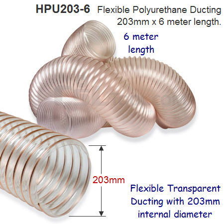 6 meter length of 203mm Flexible Polyurethane Ducting for Dust Extraction