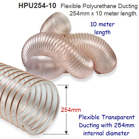 10 meter length of 254mm Flexible Polyurethane Ducting for Dust Extraction