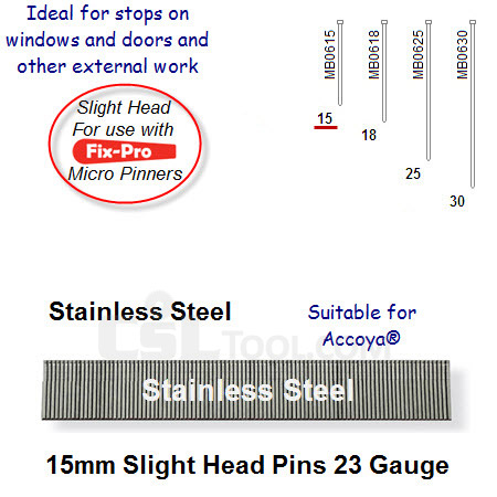 Box of 9600 23 Gauge Stainless Steel Slight Head Pins 15mm Long