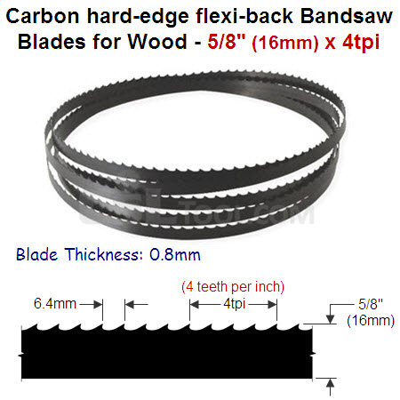 5/8" Hard edge flexi-back bandsaw blade 4tpi