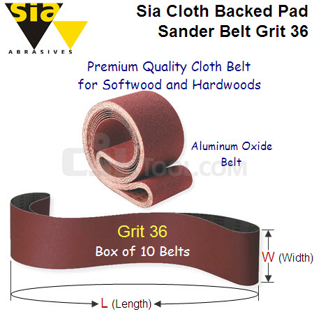10 Pack Premium Narrow Cloth Belts 150mm x 2200mm x Grit 36 ALOX