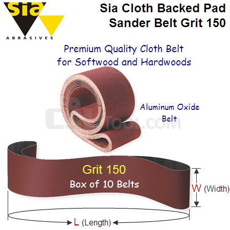 10 Pack Premium Narrow Cloth Belts 150mm x 1226mm x Grit 150 ALOX