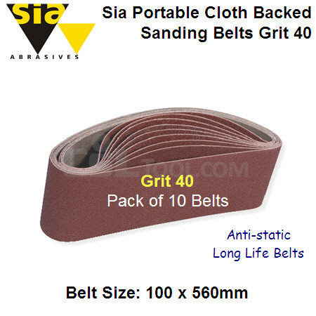 10 Pack Portable Cloth Belts 100mm x 560mm x Grit 40 ALOX