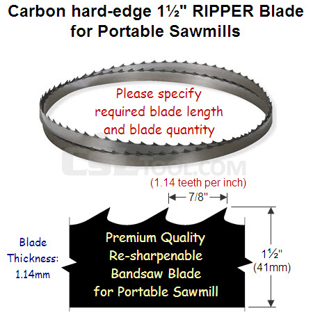 1-1/2" Hard edge RIPPER blade 1.14tpi (7/8 pitch) for Portable Sawmill