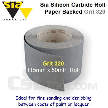 Premium Quality Silicon Carbide Abrasive Roll 115mm x 50mtr. Grit 320