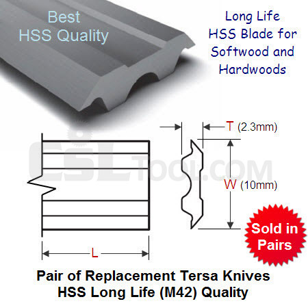Pair of 150mm Tersa Replacement Knives HSS M42 Grade