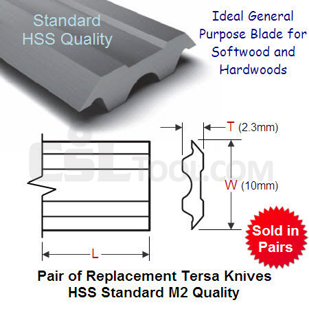 Pair of 300mm Tersa Replacement Knives HSS Standard M2 Grade