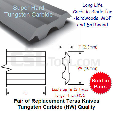 Pair of 110mm Tersa Replacement Knives Tungsten Carbide