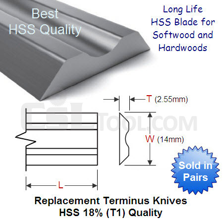 Pair of 275mm Terminus Replacement Knives HSS 18% Grade
