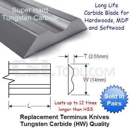 Pair of 150mm Terminus Replacement Knives Tungsten Carbide