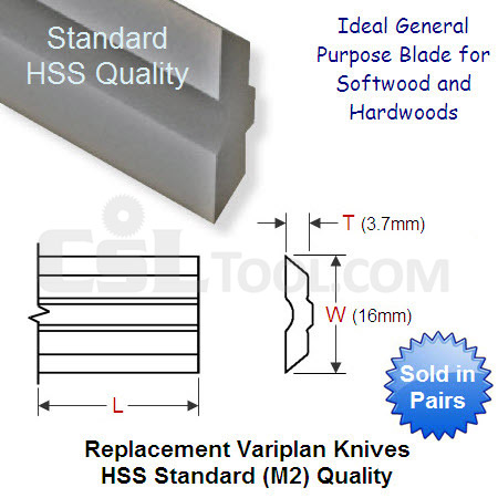 Pair of 530mm Variplan Replacement Knives HSS Standard M2 Grade