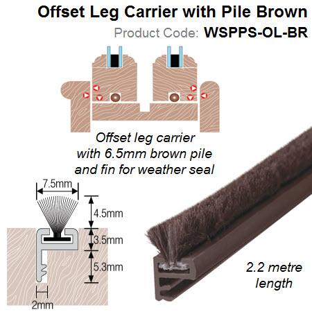 Perimeter Pile Seal 2.2 meter long with Offset Leg Carrier Brown WSPPS-OL-BR