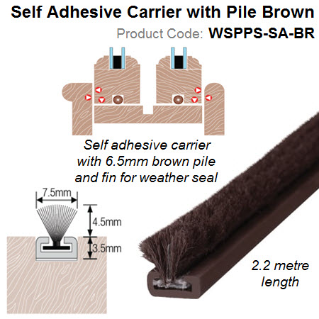 Perimeter Pile Seal 2.2 meter long with Self Adhesive Carrier Brown WSPPS-SA-BR