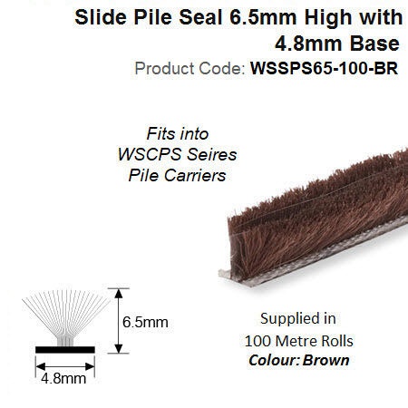 100 Meter Roll of 6.5mm high Brown Slide Pile to fit Slide Pile Carriers WSSPS65-100-BR