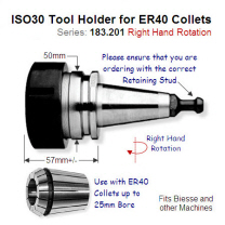 ISO30 Right-Hand Toolholder for ER40 Precision Collet 183.201.01