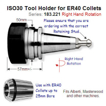 ISO30 Right-Hand Toolholder for ER40 Precision Collet 183.221.01