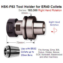 HSK-F63 Right-Hand Toolholder for ER32 Precision Collet 183.300.01