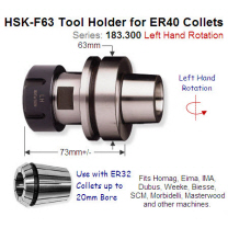 HSK-F63 Left-Hand Toolholder for ER32 Precision Collet 183.300.02